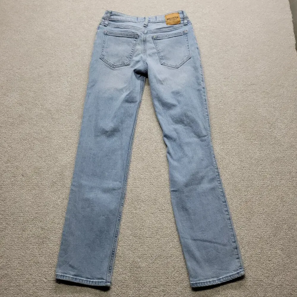 Hollister Low Rise 90s Vintage Straight Jeans Womens W24 L31 Distressed Light